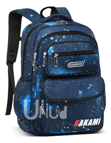 Mochila Escolar Viaje Uniuni Escolar SC-S715 color azul diseño estampado 35L