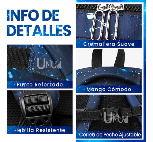 Mochila Escolar Viaje Uniuni Escolar SC-S715 color azul diseño estampado 35L