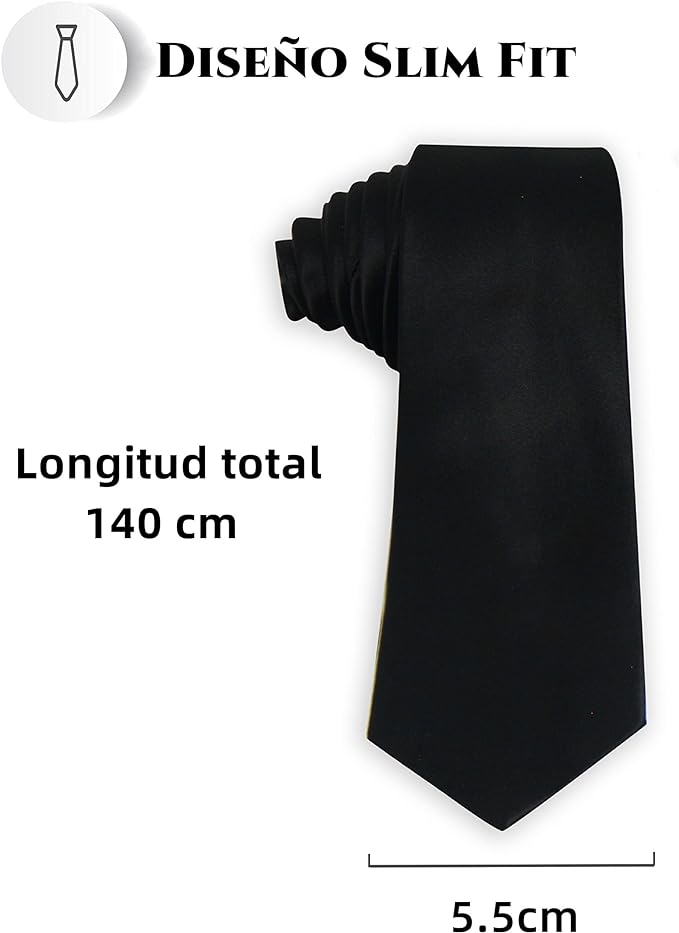 Corbatas de Satén para Hombre, Corbata Lisas Slim Delgada para Caballero, Accesorio Elegante de Alta Calidad para Trajes, Regalo Perfecto para Marido, Padre o Amigo.