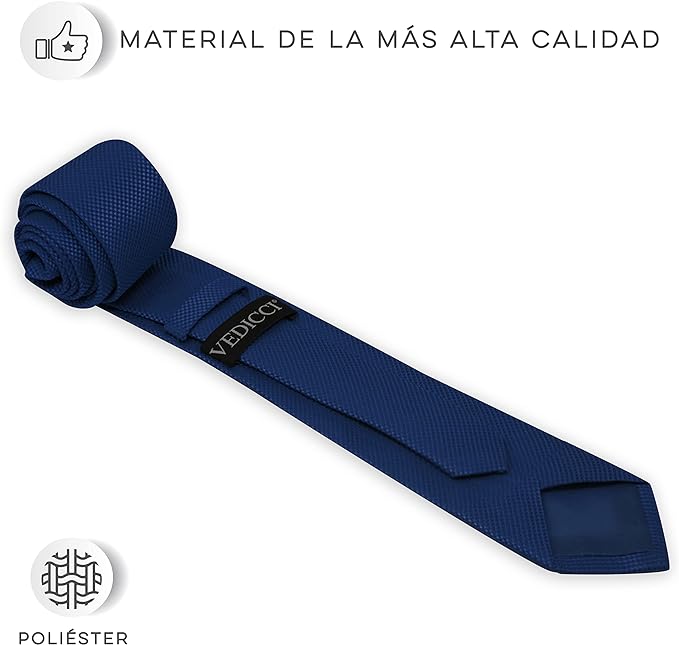 Vedicci Corbatas para hombre de alta calidad en 8 Colores y Diseños. Corbata para jóvenes y adultos con ancho de 7 cm. Corbata para caballero perfecta para Traje de Vestir. Men's Tie.