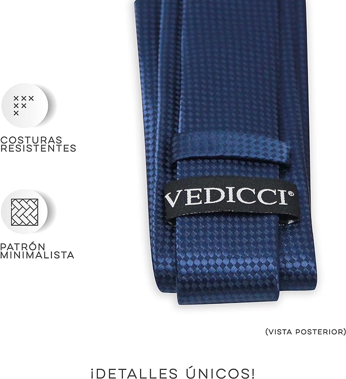 Vedicci Corbatas para hombre de alta calidad en 8 Colores y Diseños. Corbata para jóvenes y adultos con ancho de 7 cm. Corbata para caballero perfecta para Traje de Vestir. Men's Tie.
