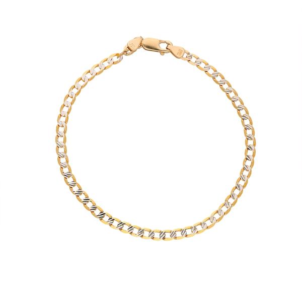 Pulso Estilo Barbado Diamantado Oro Italiano 14 Kilates 4MM