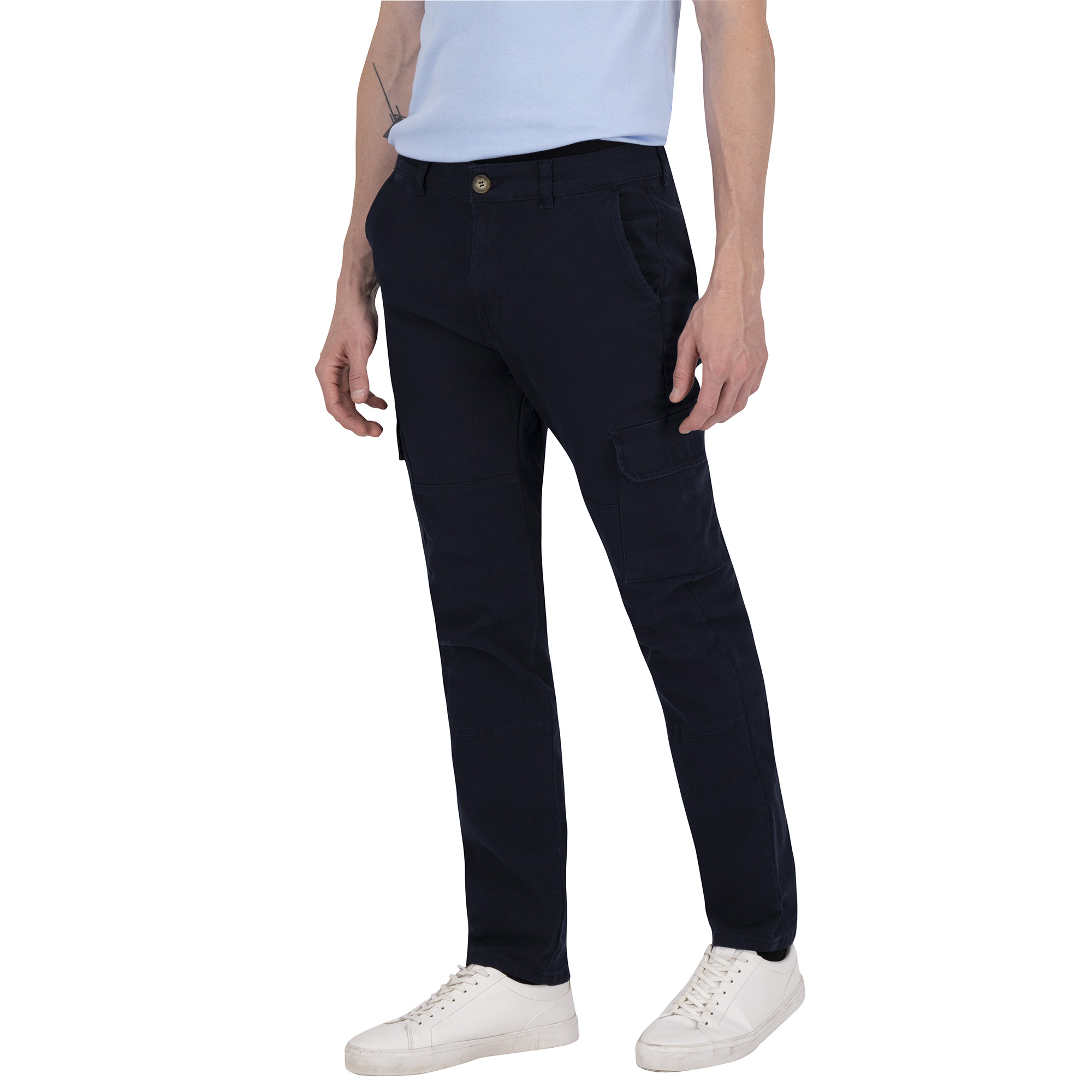 Pantalon Estilo Chino Cargo Premium de Gabardina Azul Marino Holstone Hombre.