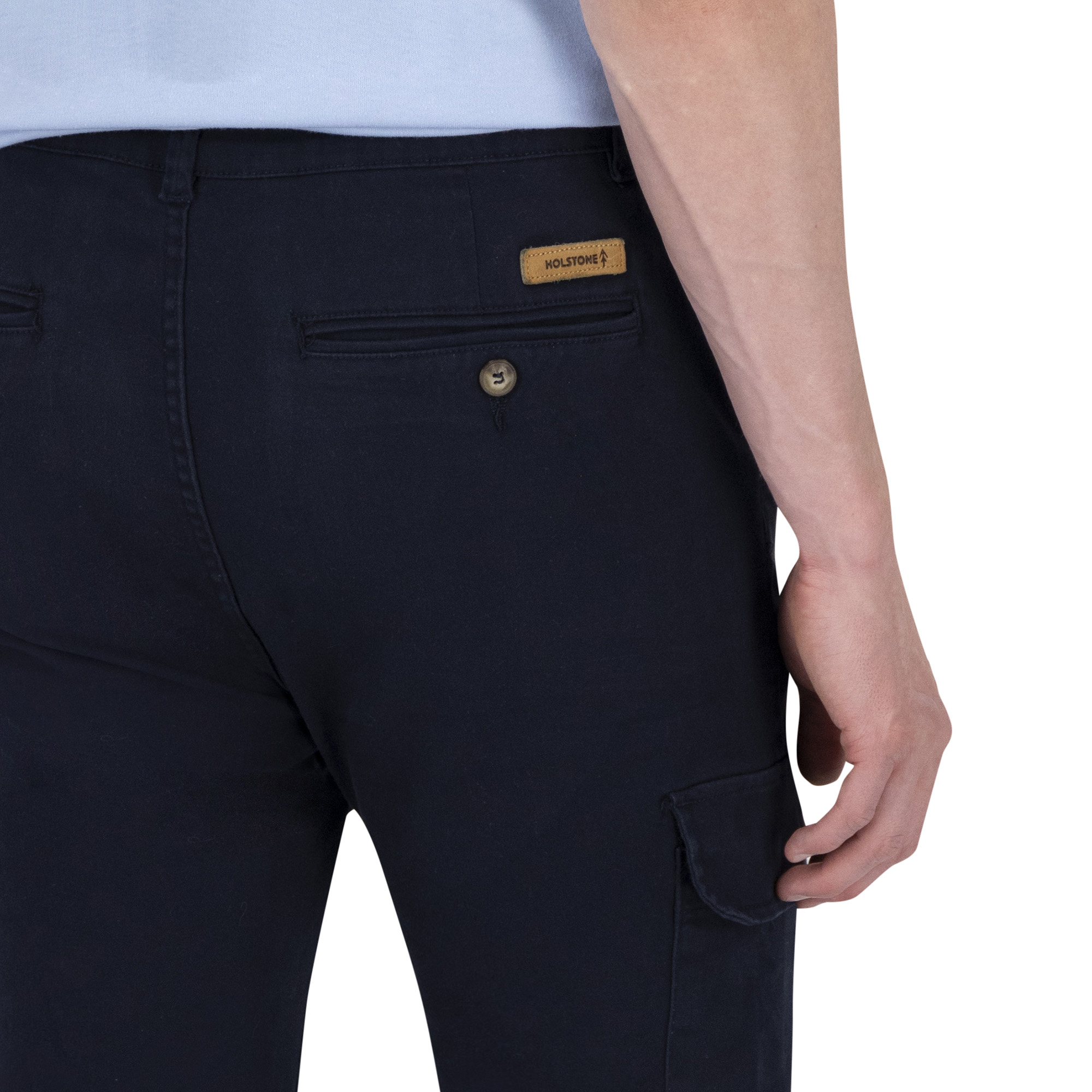 Pantalon Estilo Chino Cargo Premium de Gabardina Azul Marino Holstone Hombre.