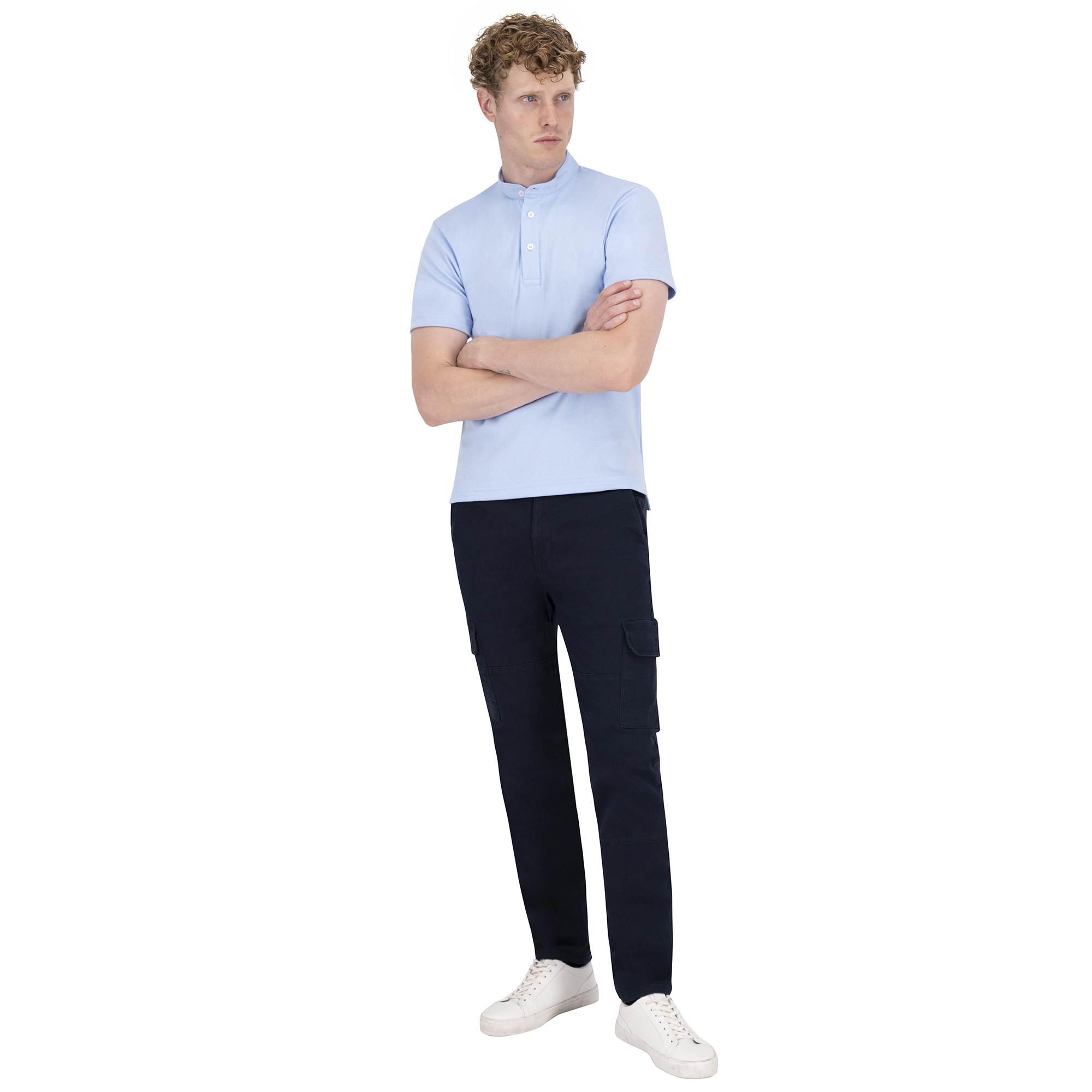 Pantalon Estilo Chino Cargo Premium de Gabardina Azul Marino Holstone Hombre.