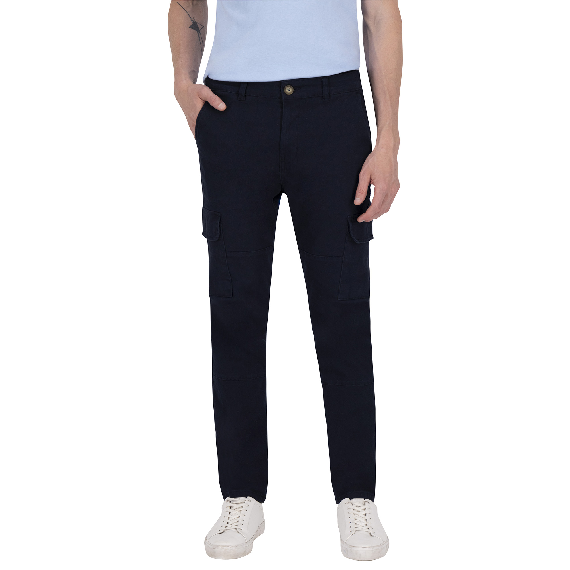 Pantalon Estilo Chino Cargo Premium de Gabardina Azul Marino Holstone Hombre.