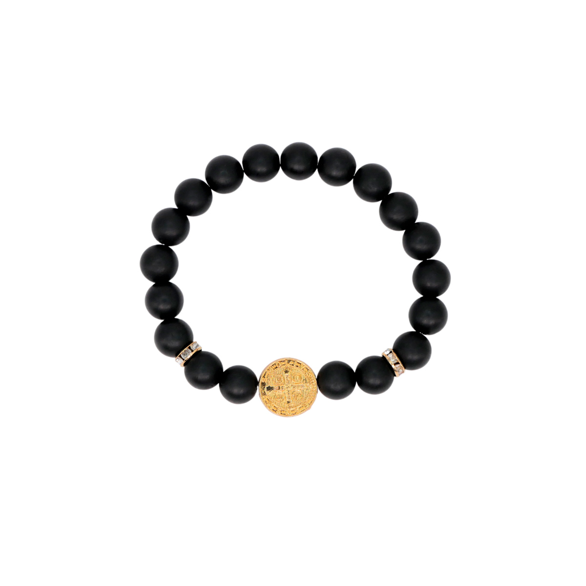 Pulsera San Benito Hombre Piedra Ónix Mate .
