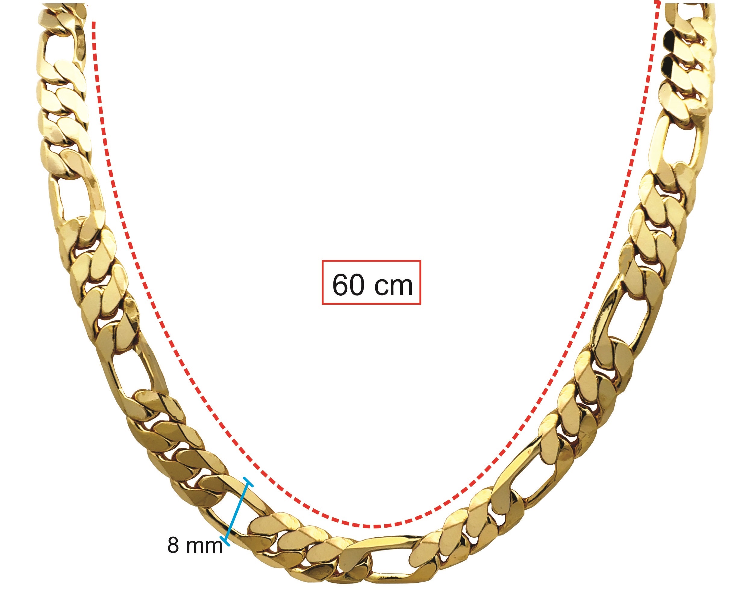 Collar Cadena Chapa de Oro 18K Horoz Tejido 3x1 60cm SH48.