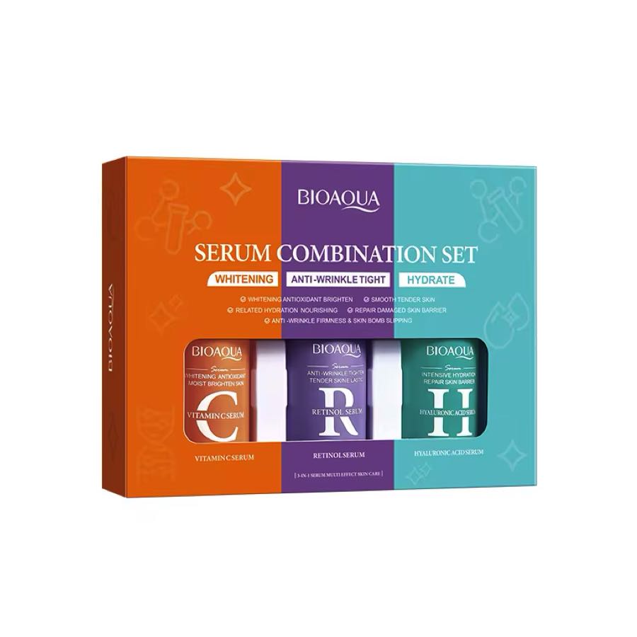 Kit De 3 Sueros Serum Facial Hidratante Retinol Ácido Hialurónico y Vitamina C.