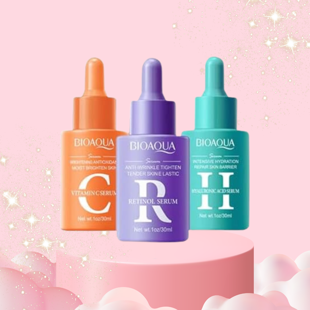 Kit De 3 Sueros Serum Facial Hidratante Retinol Ácido Hialurónico y Vitamina C.