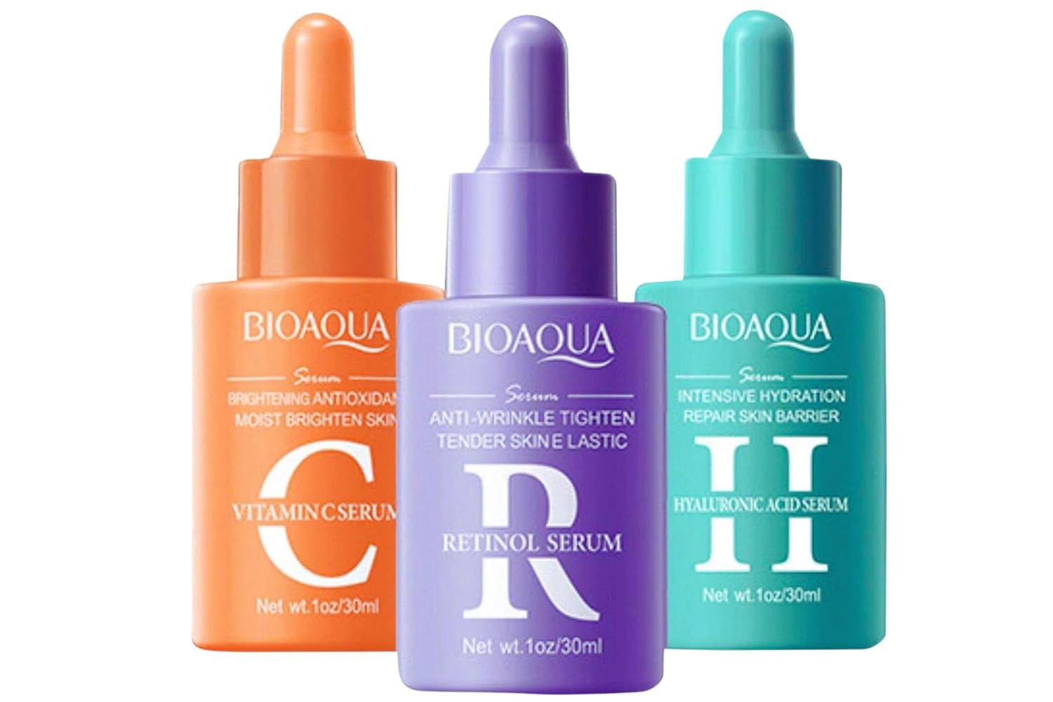 Kit De 3 Sueros Serum Facial Hidratante Retinol Ácido Hialurónico y Vitamina C.