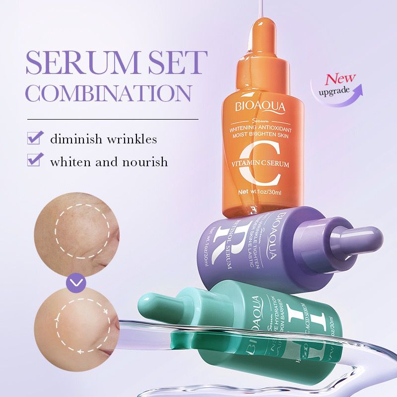 Kit De 3 Sueros Serum Facial Hidratante Retinol Ácido Hialurónico y Vitamina C.