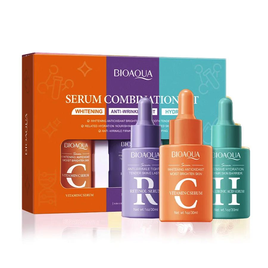 Kit De 3 Sueros Serum Facial Hidratante Retinol Ácido Hialurónico y Vitamina C.