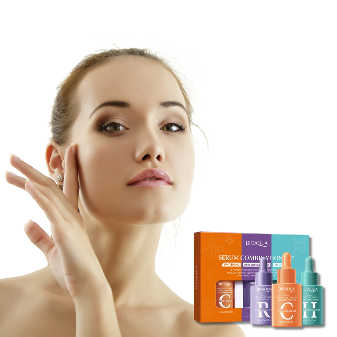 Kit De 3 Sueros Serum Facial Hidratante Retinol Ácido Hialurónico y Vitamina C.