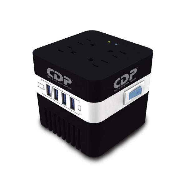 Regulador de Voltaje CDP 600 VA / 300 W, 4 USB de recarga, 4 contactos