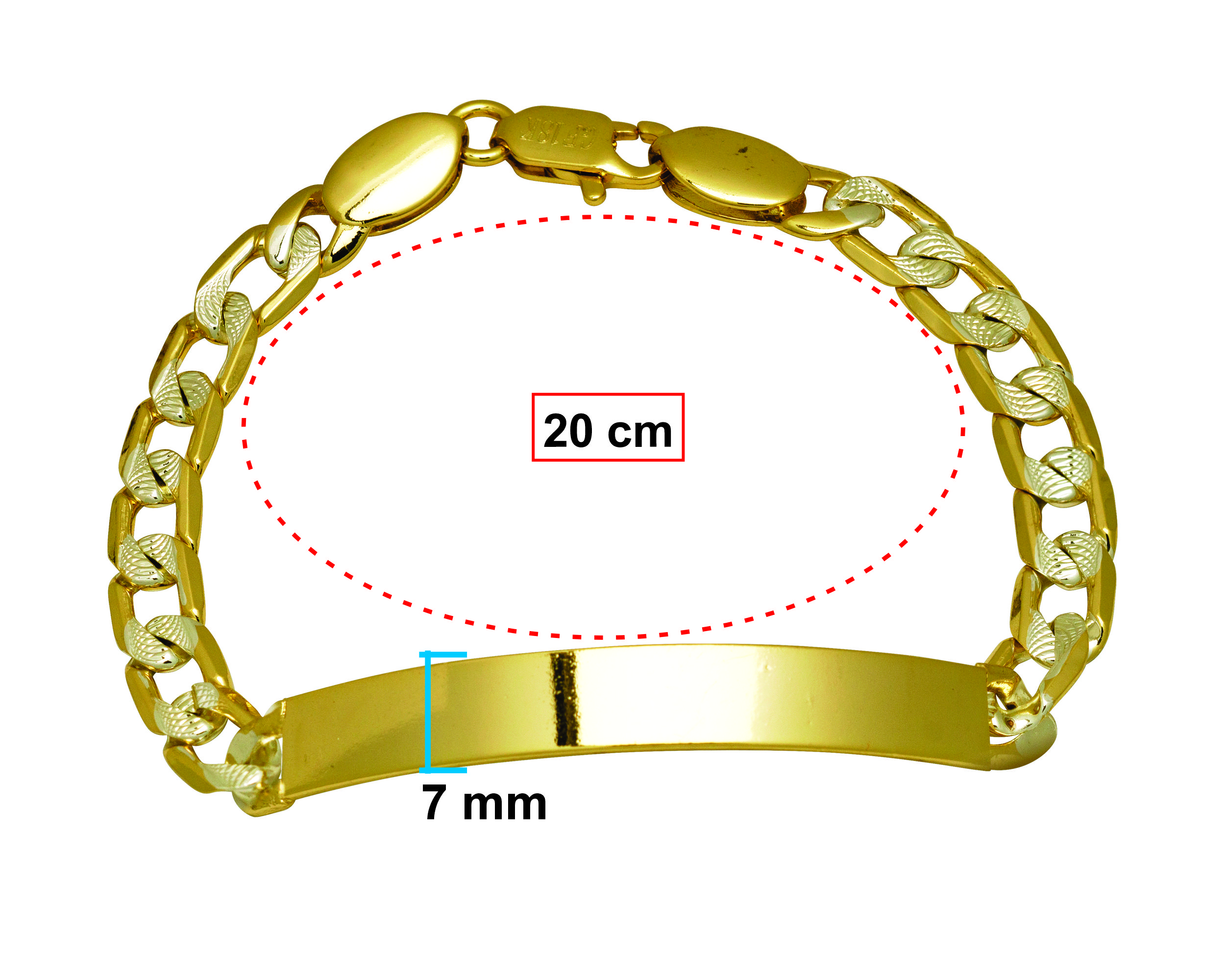 Pulsera Esclava Chapa de Oro 18K Horoz Bicolor 20cm SH52.