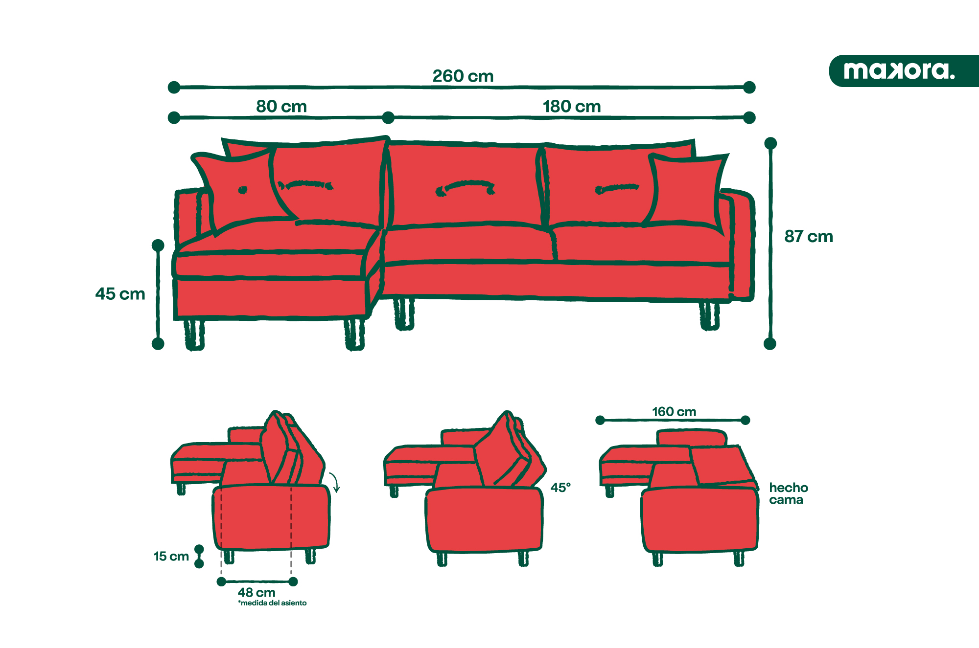 Sala Modular Brina Morado Makora Beehive Memory Foam de velvet.