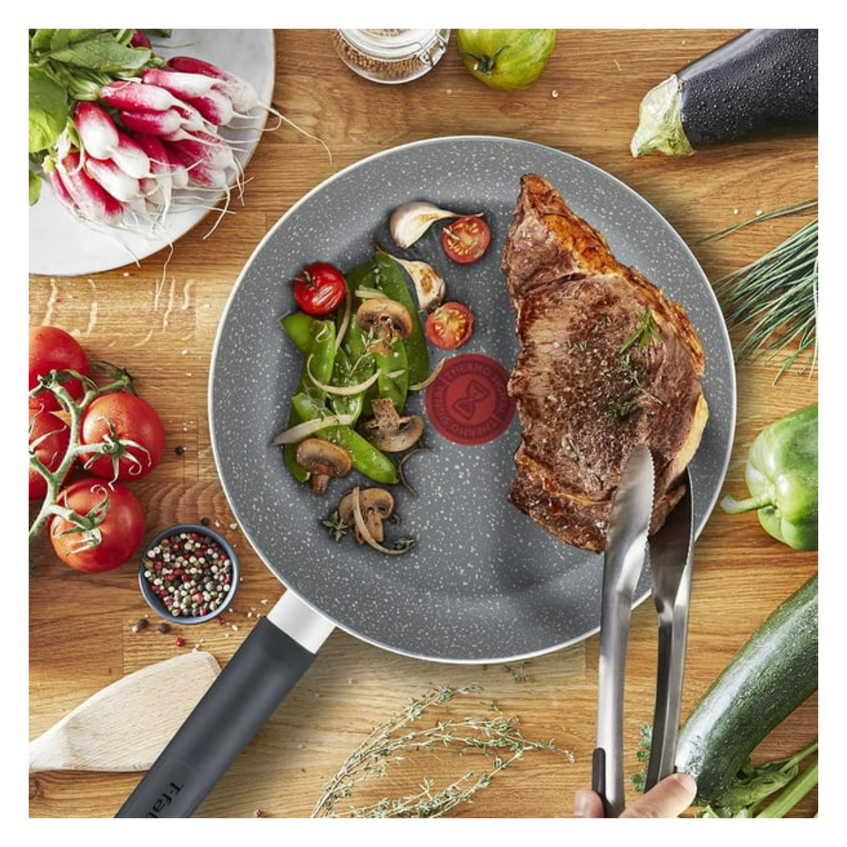 Juego de Sartenes T-Fal Cocina Natural Antiadherente Thermo-Señal.