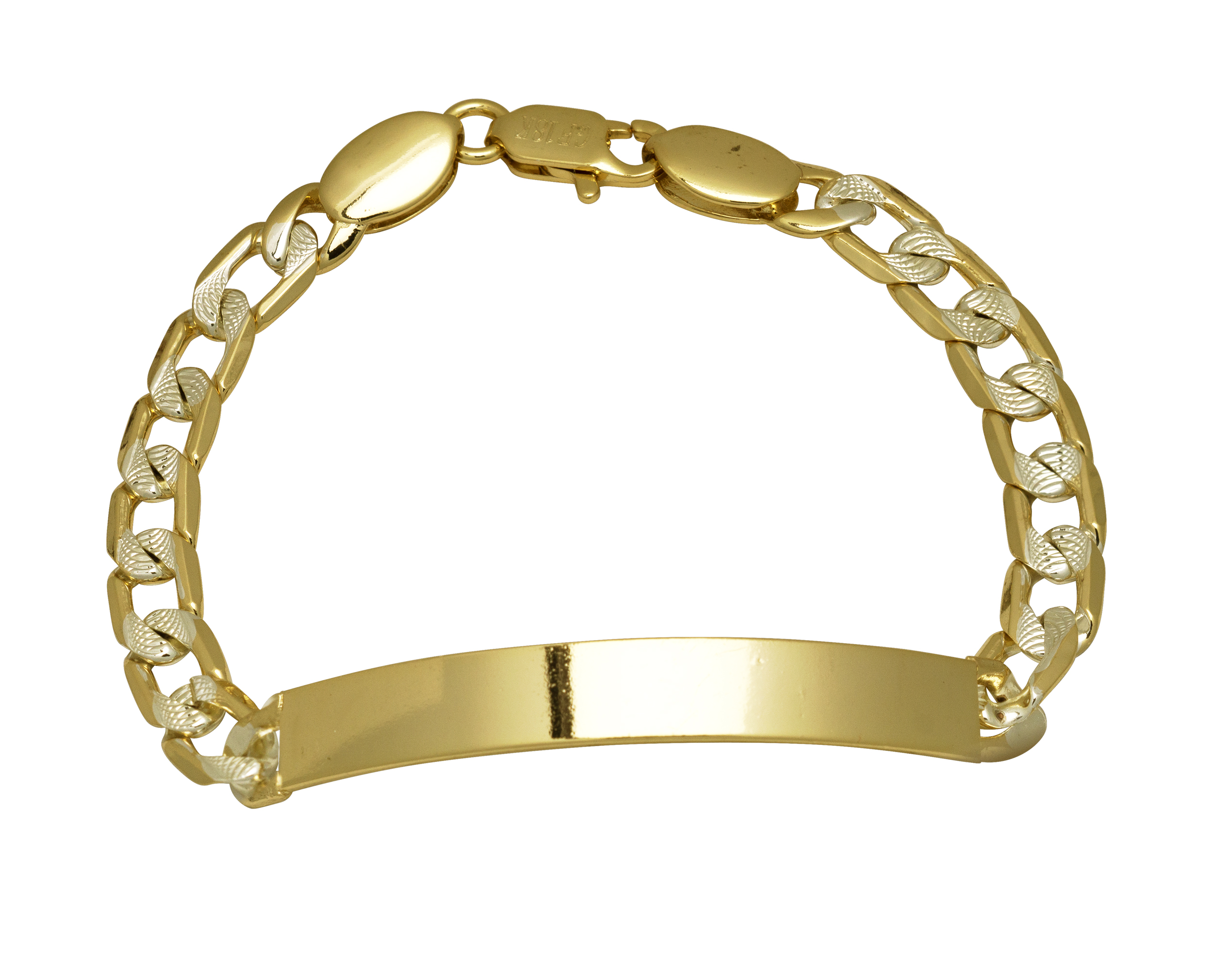 Pulsera Esclava Chapa de Oro 18K Horoz Bicolor 20cm SH52.