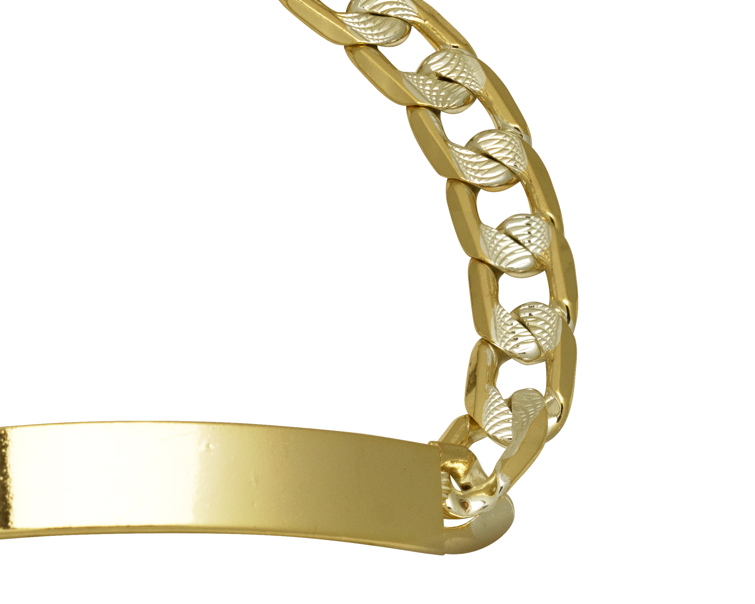 Pulsera Esclava Chapa de Oro 18K Horoz Bicolor 20cm SH52.