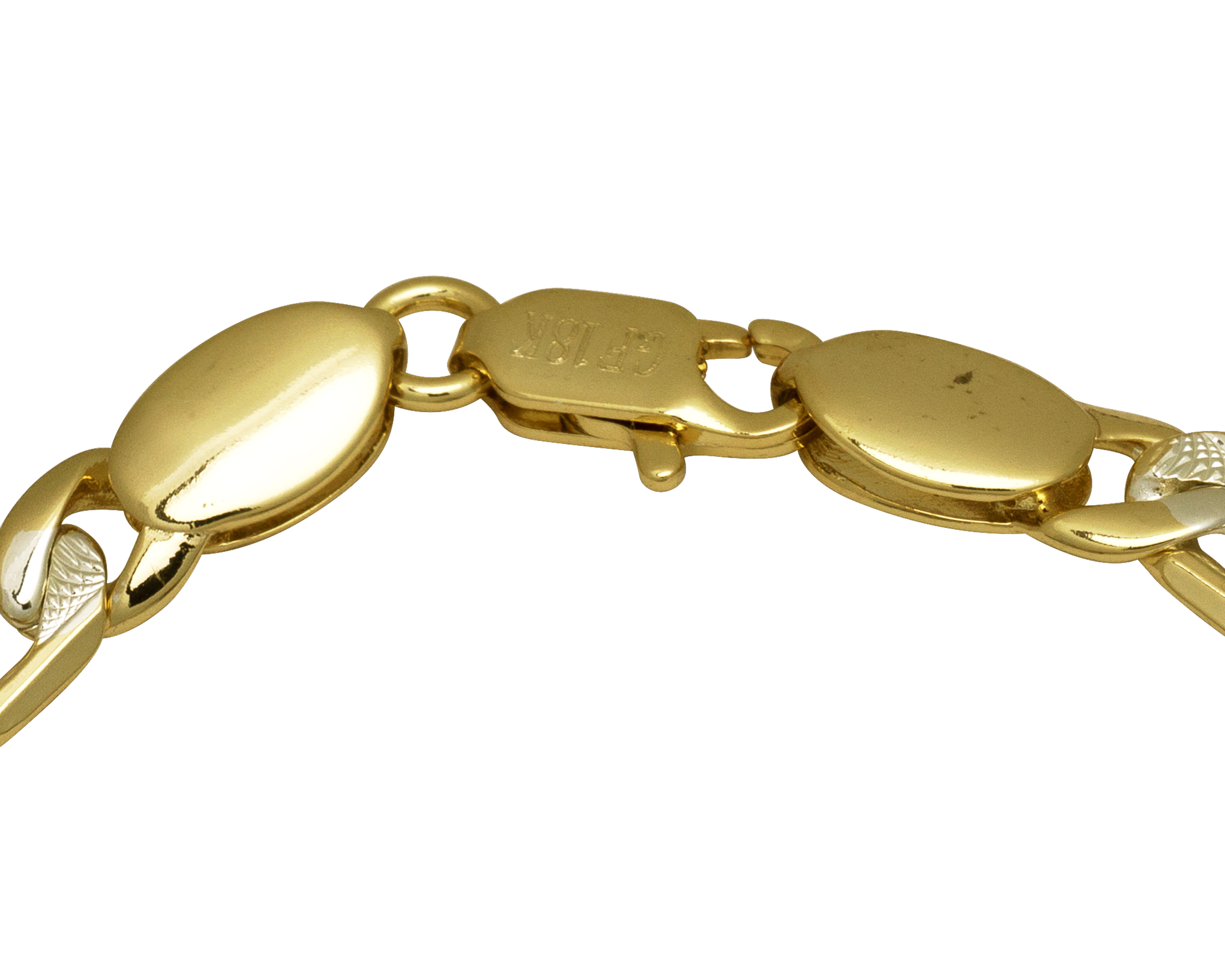 Pulsera Esclava Chapa de Oro 18K Horoz Bicolor 20cm SH52.