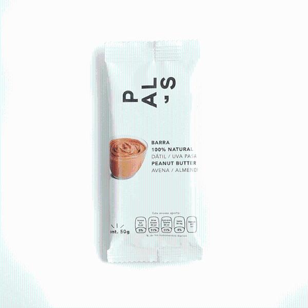 PAL'S Snacks barra de energía 100% natural, Sabor Crema de Cacahuate, 50 gr, 18 barras