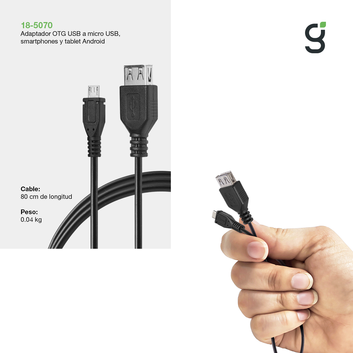 Adaptador Otg Usb A Micro Usb 18-5070.