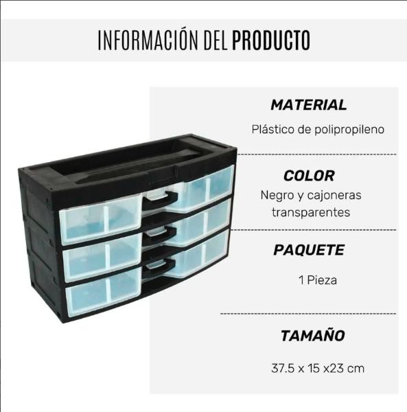 Cajonera Organizadora Plastico 3 niveles Multiusos