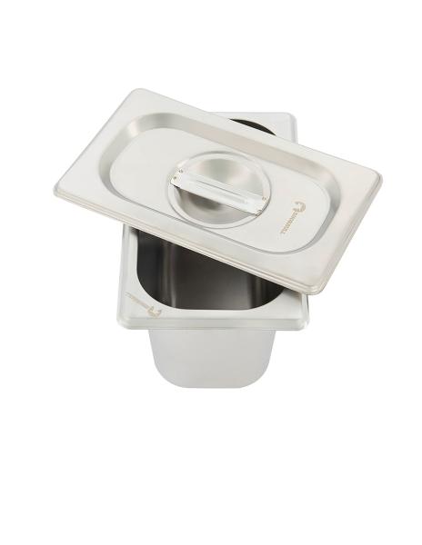 Inserto Acero Inoxidable 1/9 con tapa 6.5 cm Shorbull.