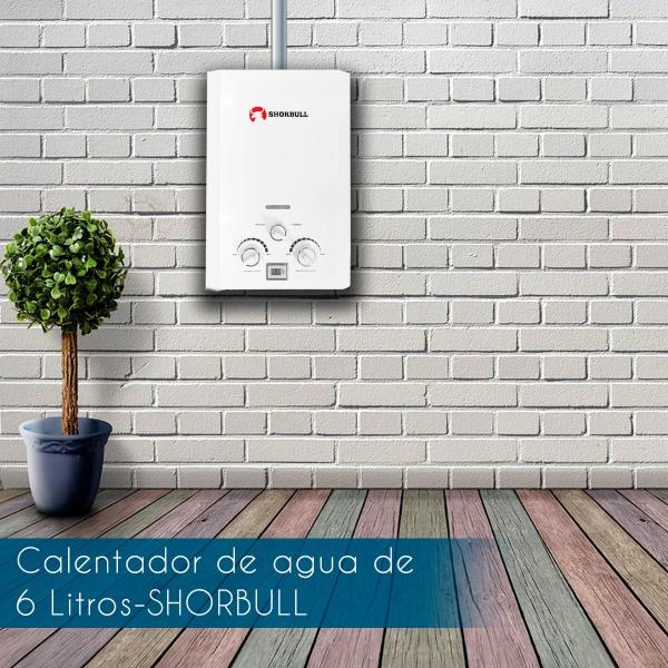 Calentador Paso SHORBULL Instantáneo Agua Ahorrador Gas 6L.