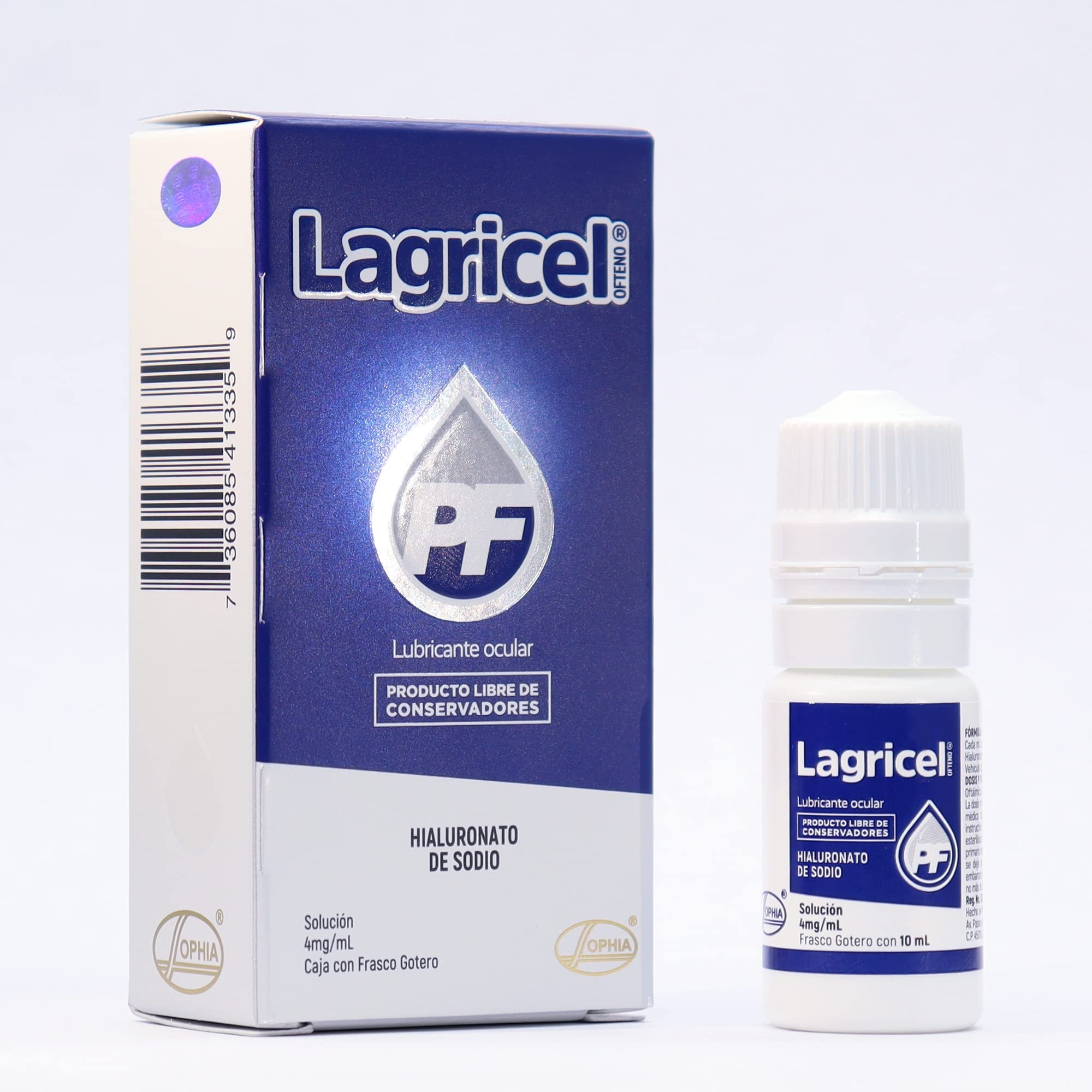 Lagricel Ofteno PF 4mg/ml Solución Gotas, 5 ml.