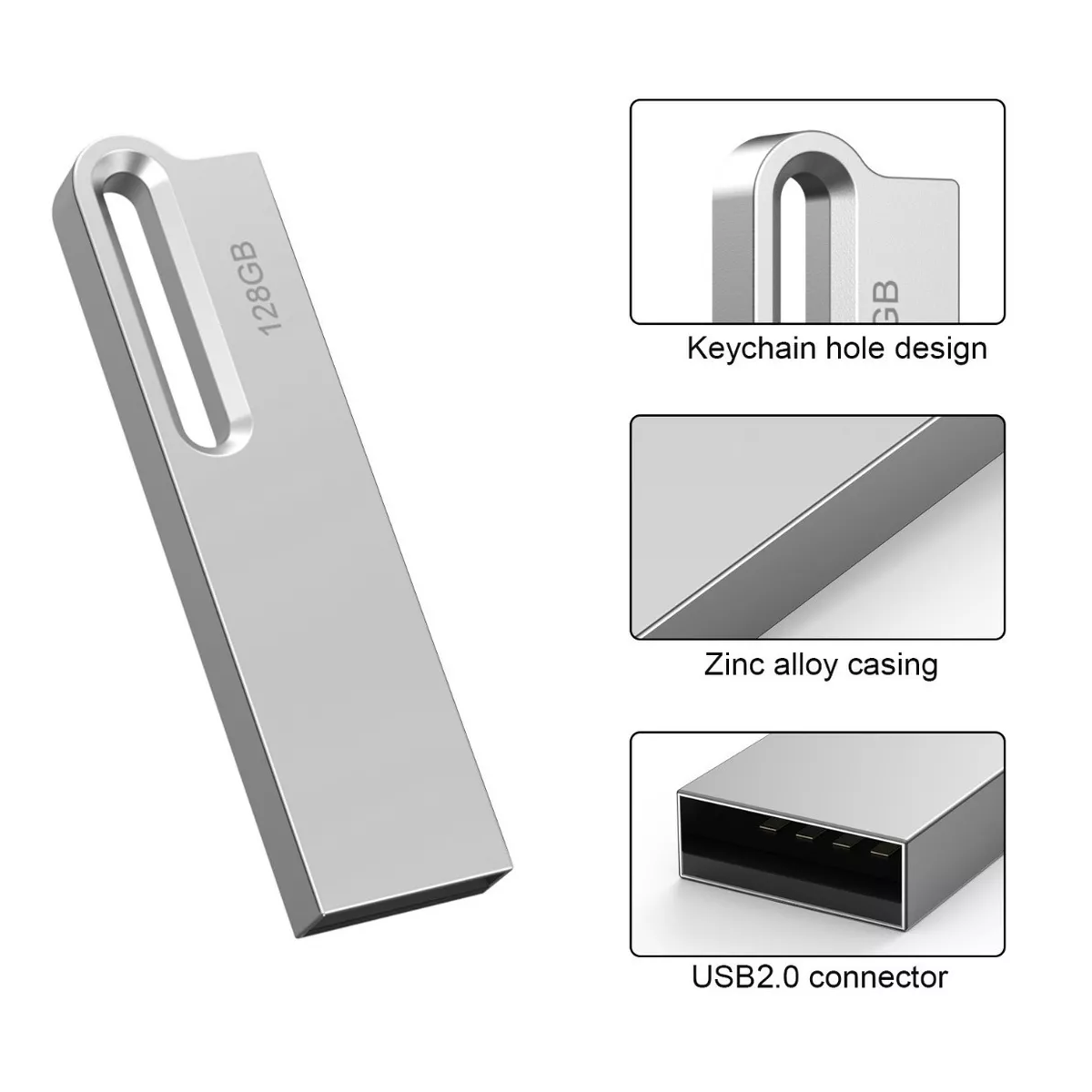Memoria Usb 128gb 2.0 Plateada