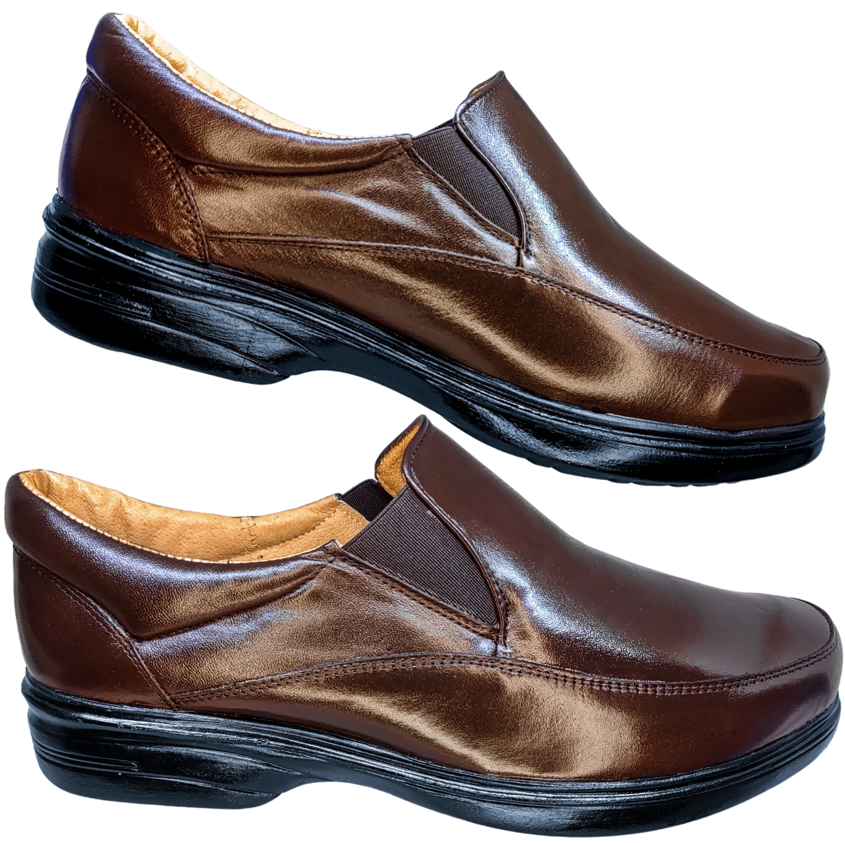 Calzado Especial Para Pie Delicado Y Diabético Para Hombre Color Café Mocasín.