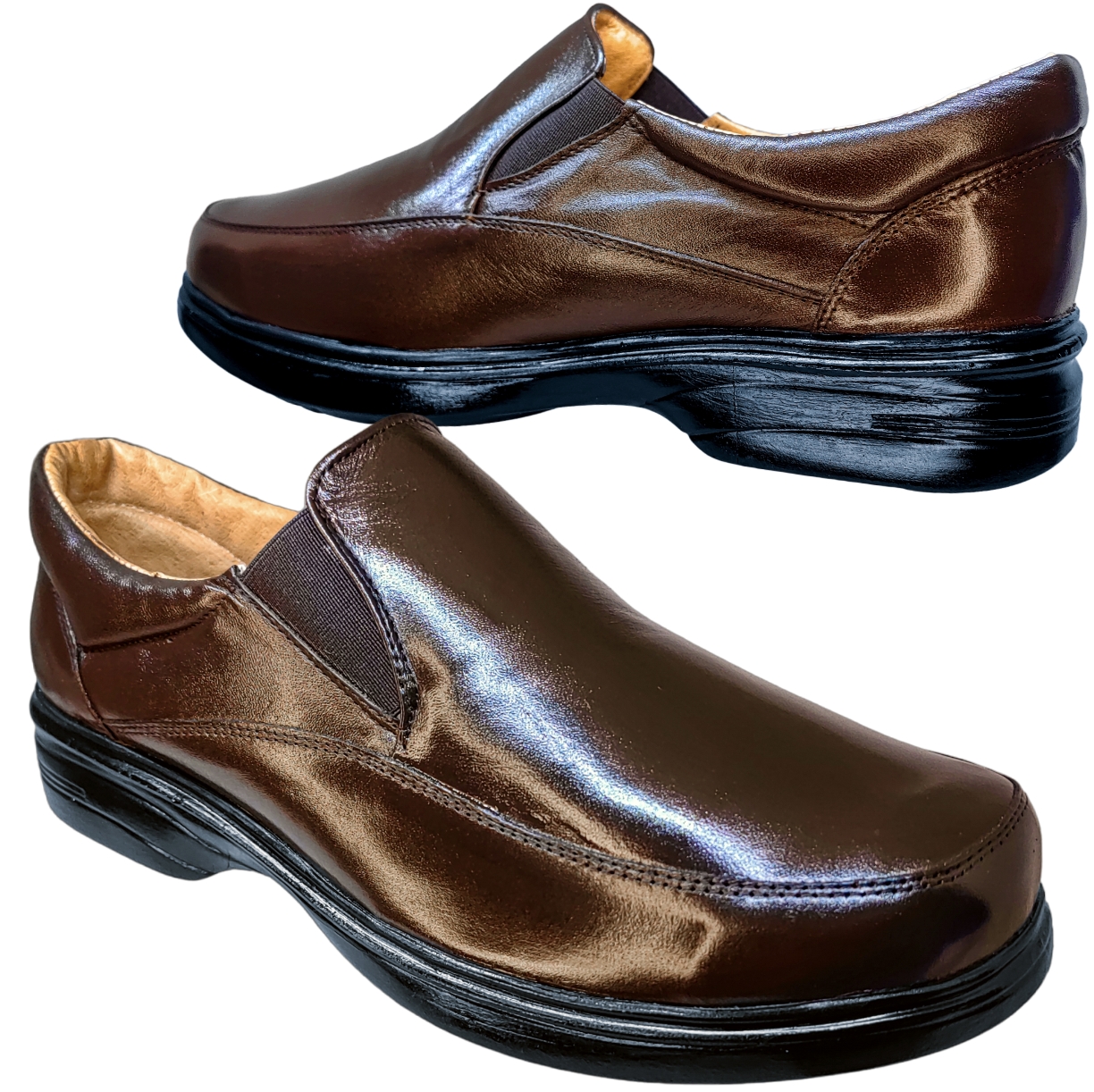 Calzado Especial Para Pie Delicado Y Diabético Para Hombre Color Café Mocasín.