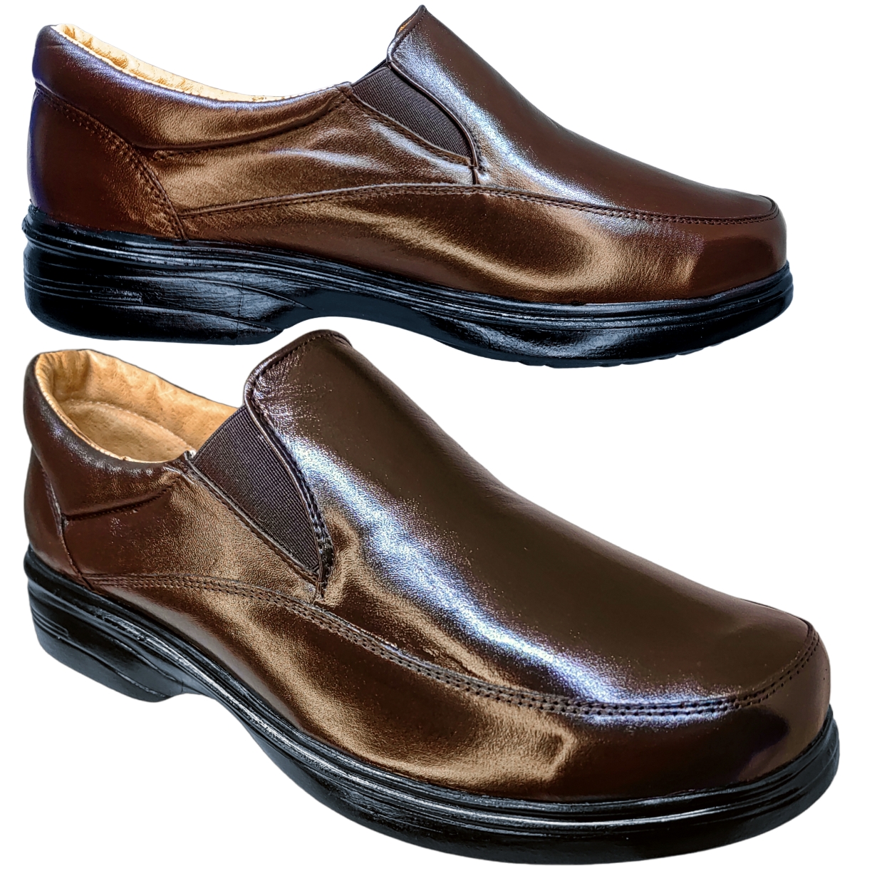 Calzado Especial Para Pie Delicado Y Diabético Para Hombre Color Café Mocasín.