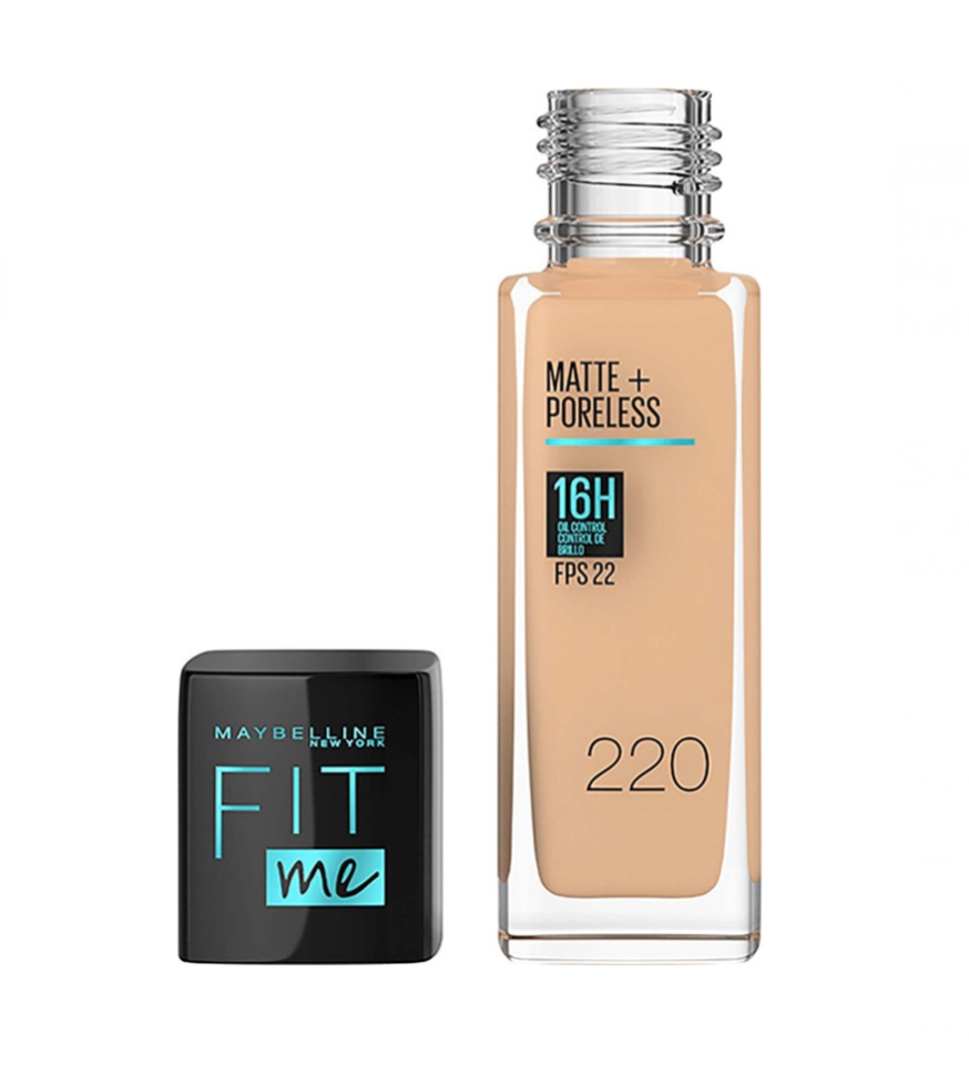 Base De Maquillaje Maybelline Fit Me Fps 22 Matte 30 Ml Tono 220 Natural beige.
