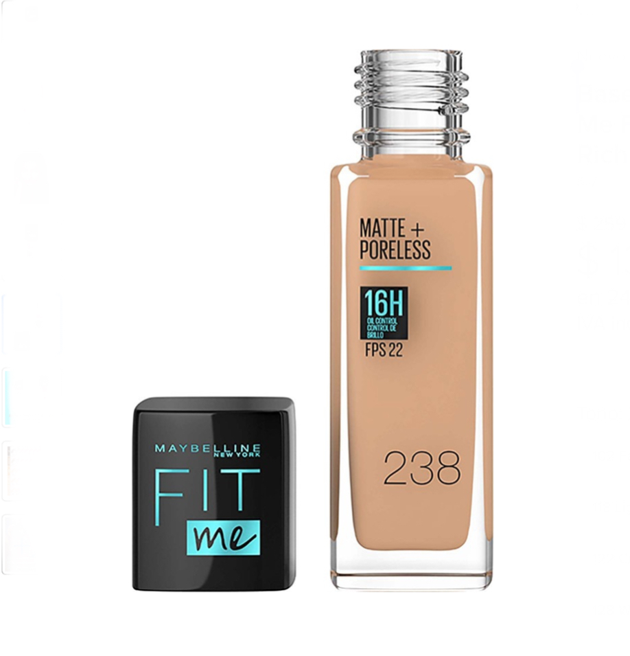 Base De Maquillaje Maybelline Fit Me Fps 22 Matte 30 Ml Tono 238 Rich tan.