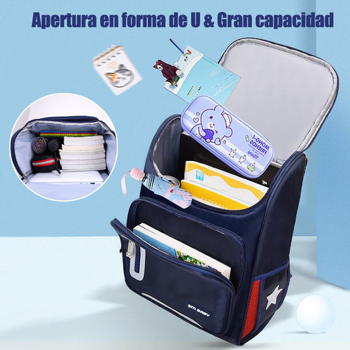 Mochila Escolar De Gran Capacidad Impermeable Primaria Con Parche Reflectante De Seguridad Preescolar Primaria Media Mochila Infantil Mochila Escolar