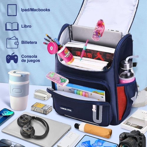 Mochila Escolar De Gran Capacidad Impermeable Primaria Con Parche Reflectante De Seguridad Preescolar Primaria Media Mochila Infantil Mochila Escolar