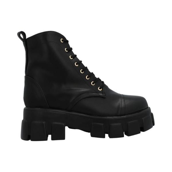 Bota Combat Para Mujer Con Suela Gruesa Track Color Negro