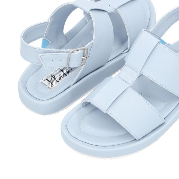 Sandalia De Plataforma Baja Con Látigo Ajustable Color Azul Celeste Para Mujer