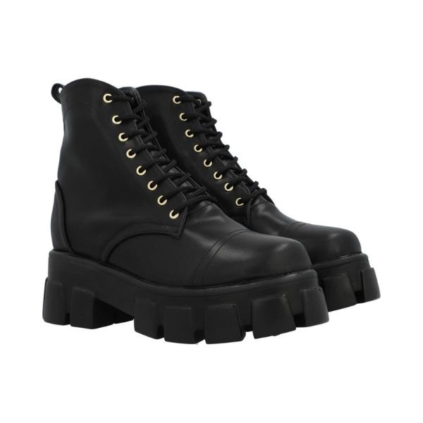 Bota Combat Para Mujer Con Suela Gruesa Track Color Negro