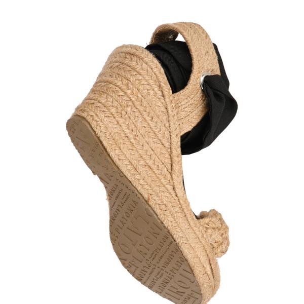 Alpargata De Plataforma Con Yute Ajuste Estilizado Para Mujer Color Negro