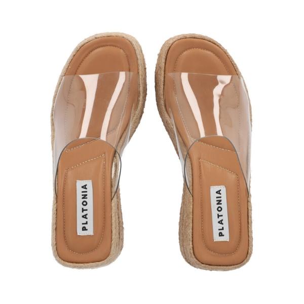 Sandalia de Plataforma con Yute Mica Transparente Color Camel