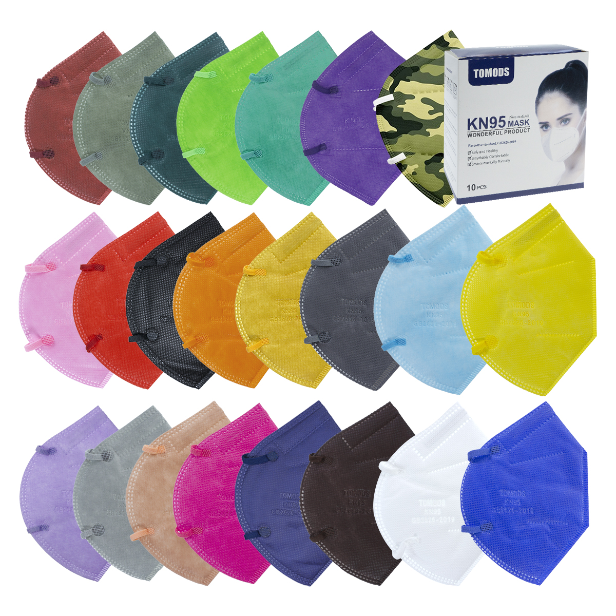 Kn95 Mascarillas Cubrebocas 50 Pzs Colores Tomods Calidad 