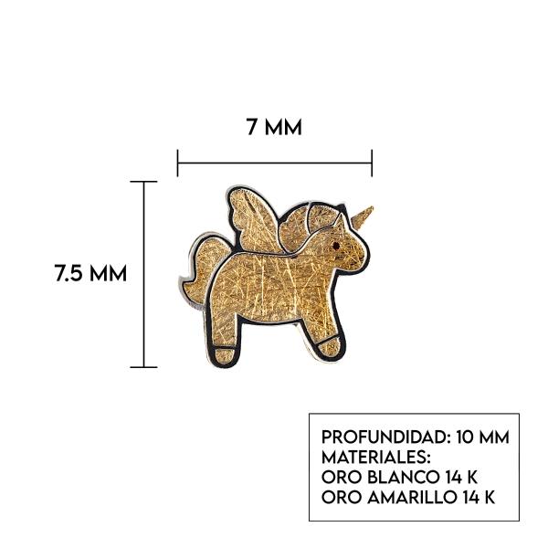 Aretes de oro 14K broquel Unicornios marca GIALLO jewelry joyería mexicana