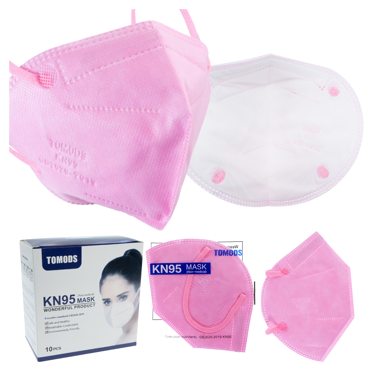 Kn95 Mascarillas Cubrebocas Lavables 13 Pzs Colores Tomods Rosa claro.