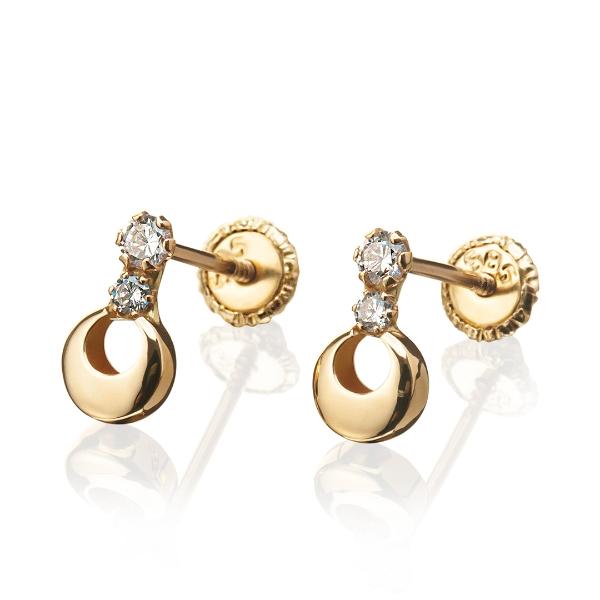 Aretes de oro 14k Mujer Broquel Trébol diamante con oro amarillo y zirconia | GIALLO