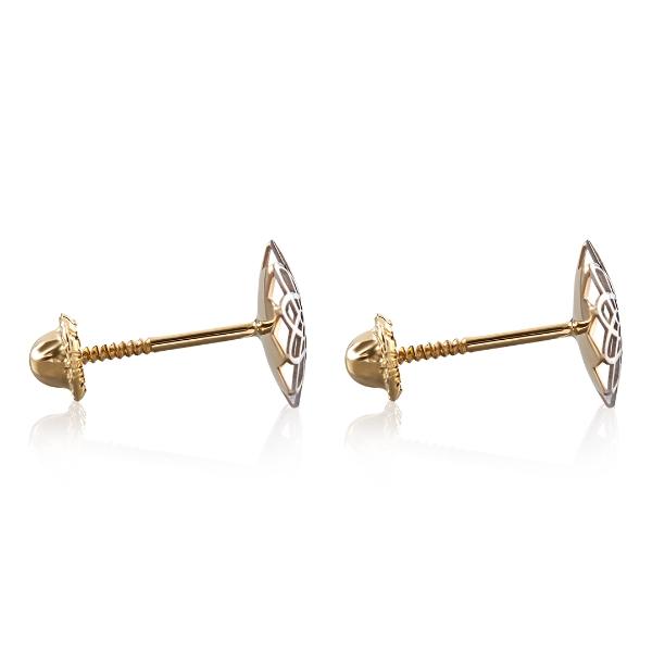 Aretes de oro 14k Mujer Broquel Girasoles con oro amarillo y oro blanco | GIALLO