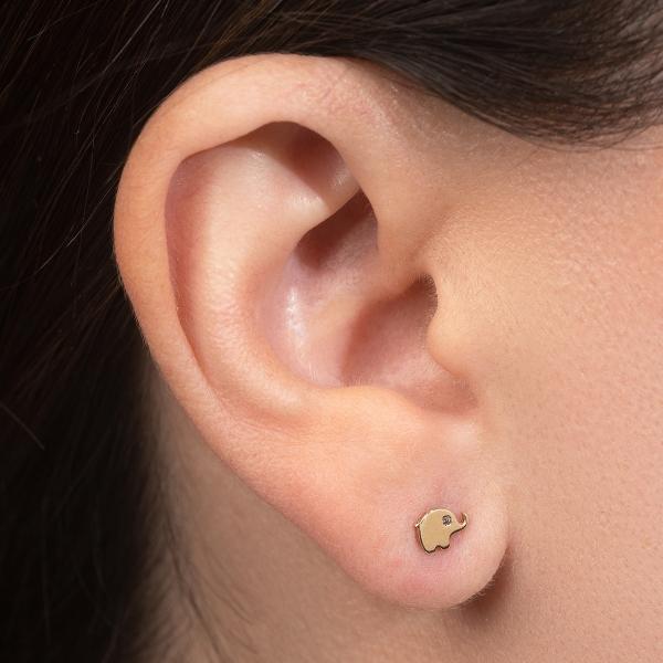 Aretes de Oro 14K Mujer broquel Elefante con oro amarillo y corconias | GIALLO